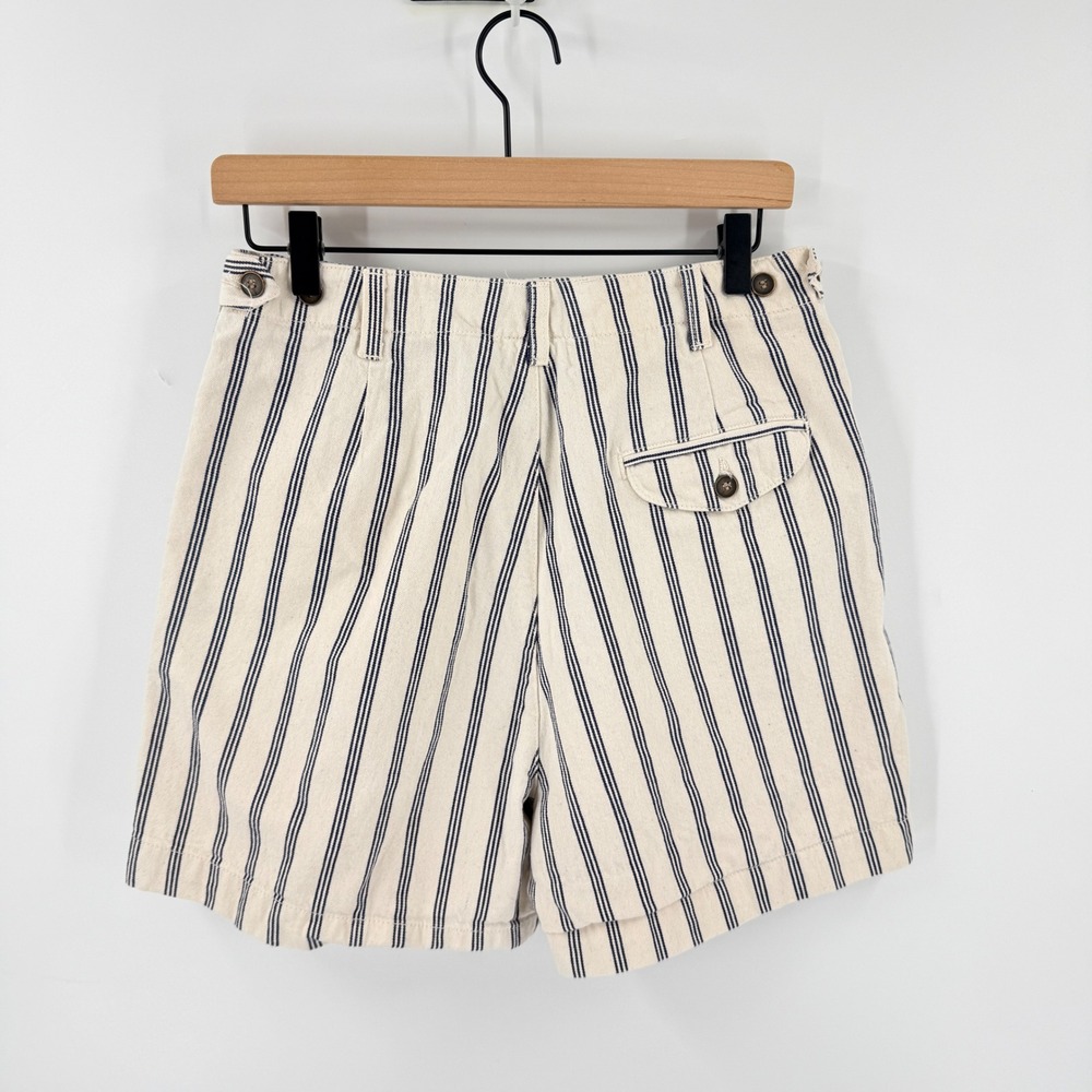 Vintage Dockers Striped 100% Cotton Walking Casual Shorts Pleated Cream Size 12 - Picture 2 of 7